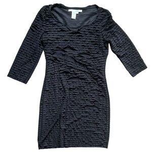 Max Studio Black Tiered Ruffled Long Sleeve Knee Length Dress Women's size Large